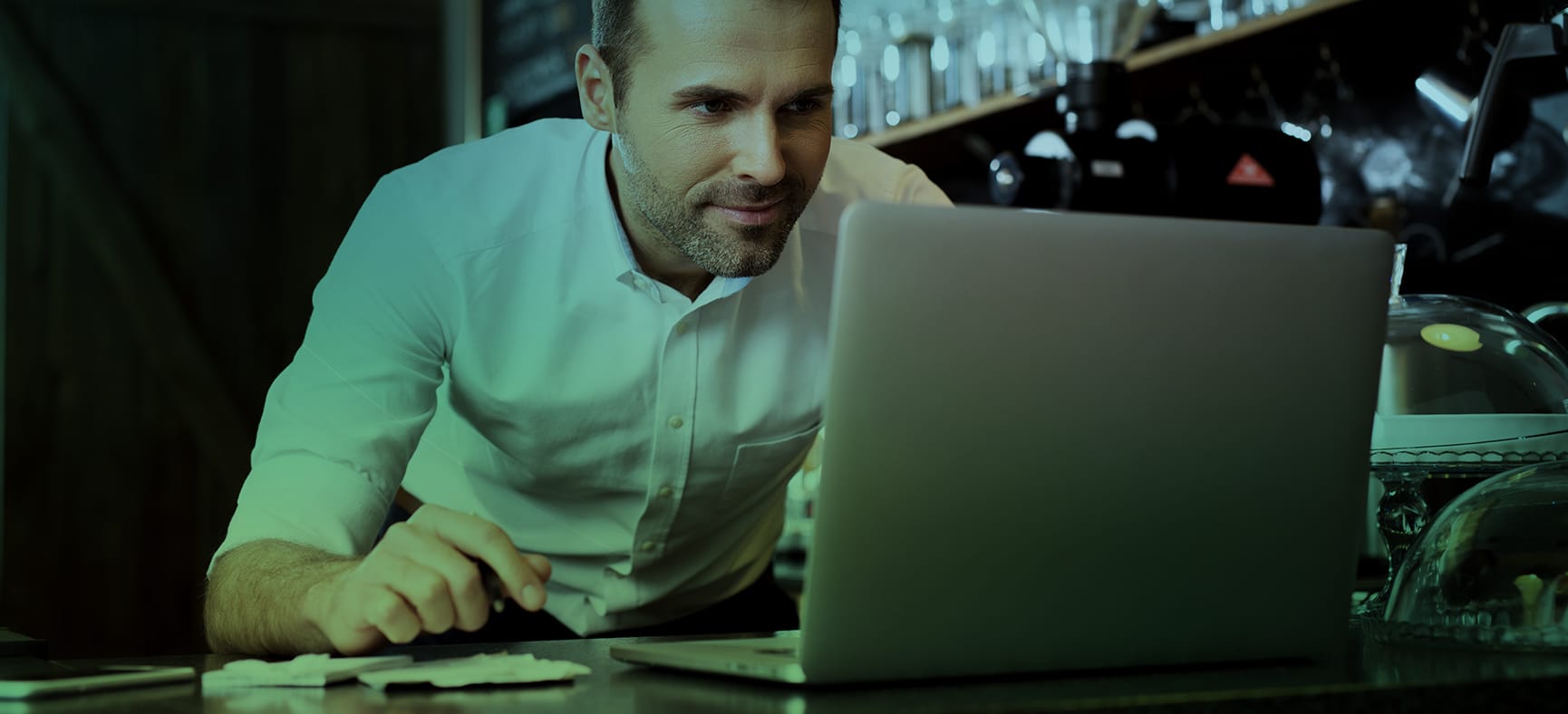 Man ponders different small business loans available to him.